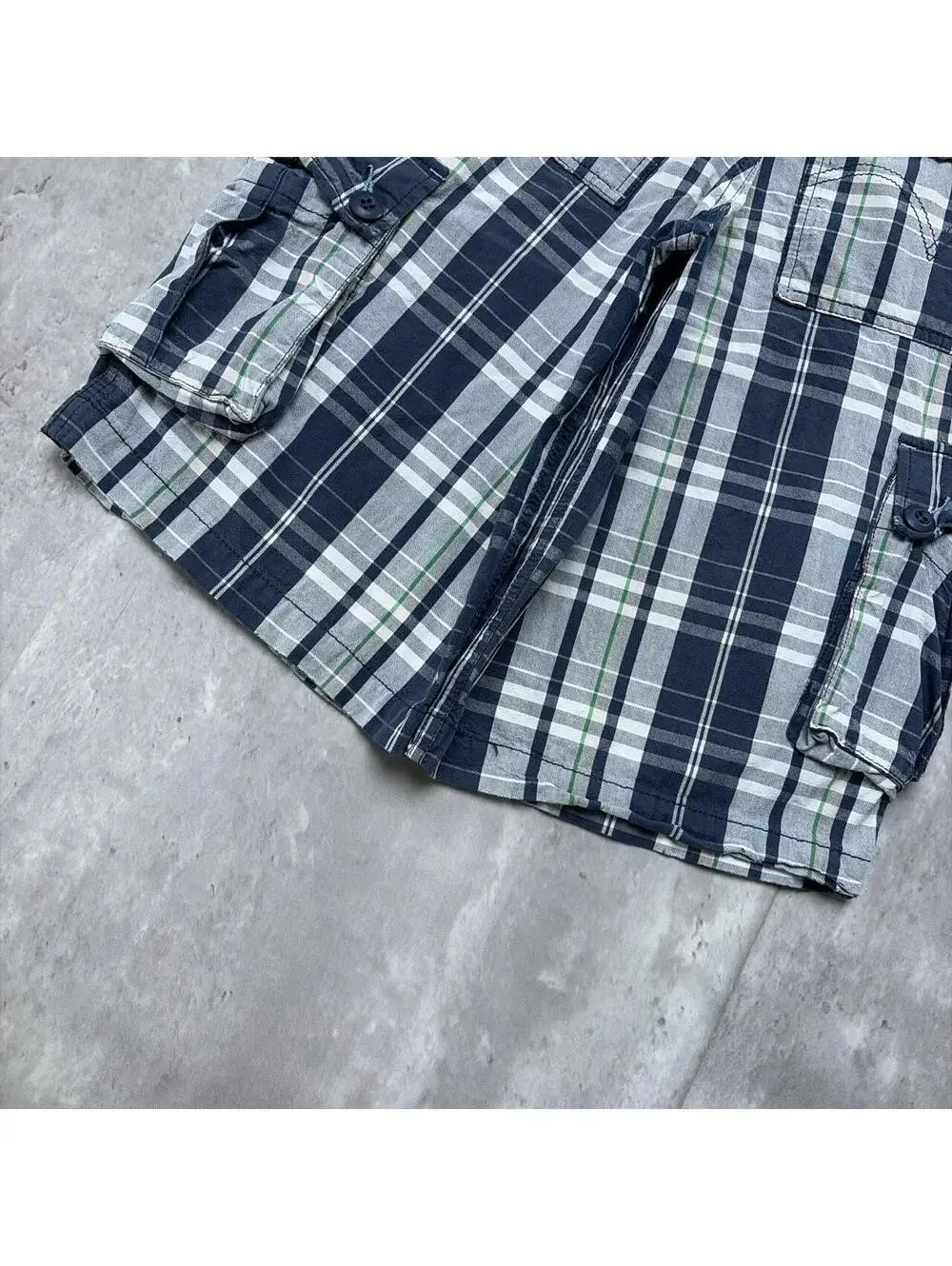 Y2K Navy Levi’s Grunge Plaid Baggy Skater Cargo Shorts